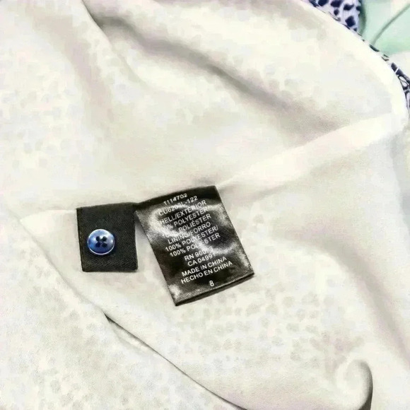 Hillary Radley Blue and White Geometric Print Size 8 Sleeveless Dress adjustable - Picture 6 of 7